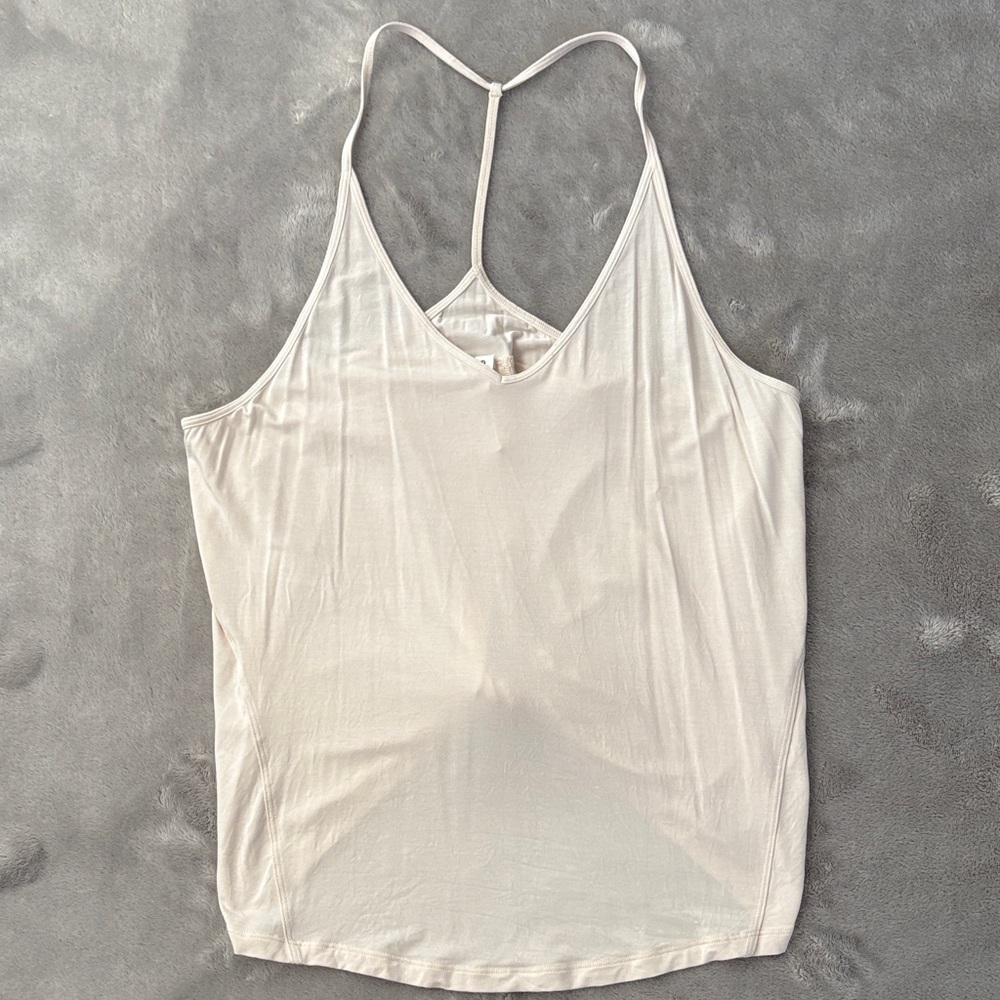 Lululemon Sleek cream V-Neck T-Back Women's Tank Top with knot tie